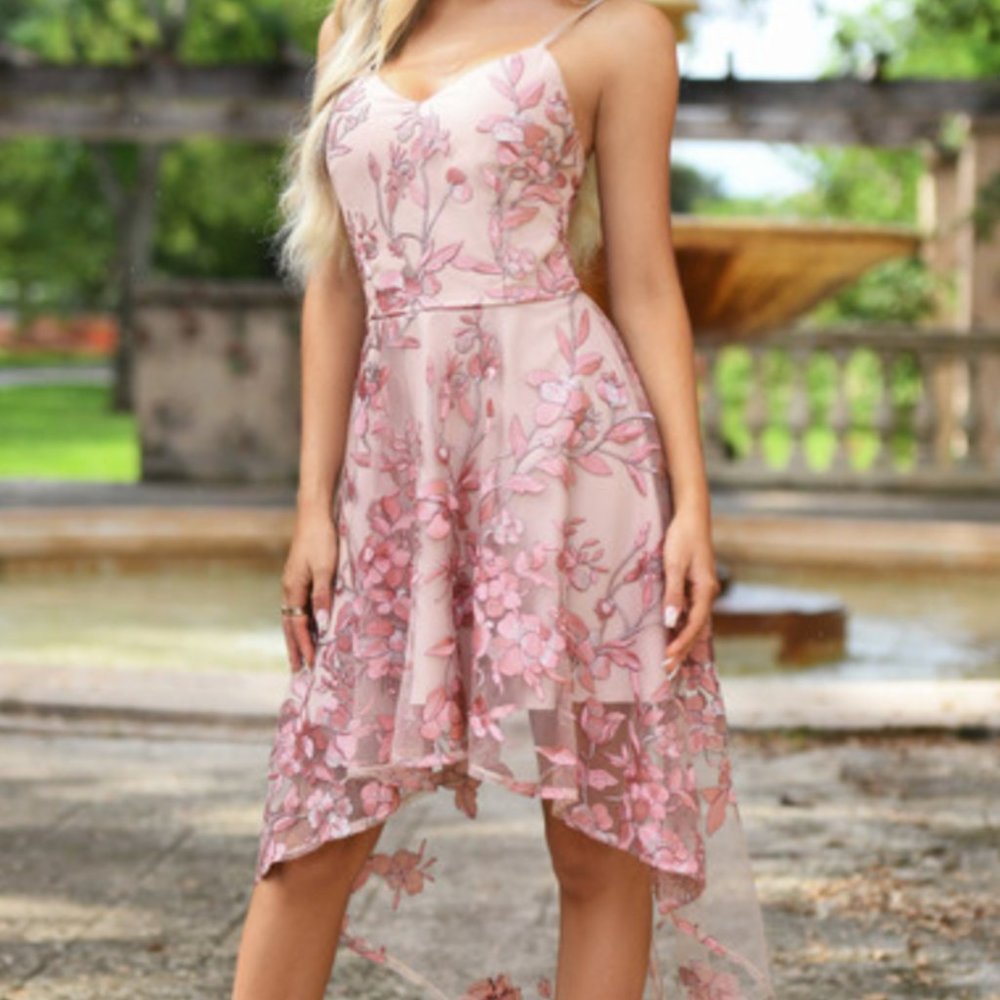 US Size 4 | Xenia Boutique |  Beautiful Floral Dress High Low Dress